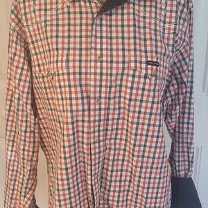 WRANGLER Twenty XTreme Western Plaid Snap Shirt, EUC, L, Red/Wht/Blue